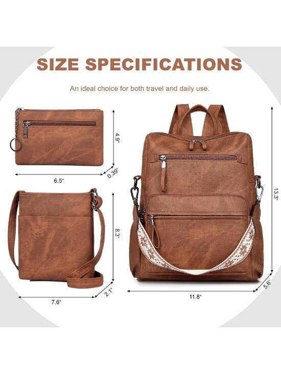 Stylish PU Leather Backpack Purse for Women - Fashionable Travel & Work Bag main image 7